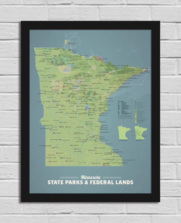 Minnesota State Parks & Federal Lands Map 18x24 Poster