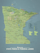 Minnesota State Parks, Federal Land, Public Land Map Poster - natural earth
