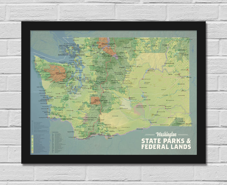 Washington State Parks & Federal Lands Map 18x24 Poster