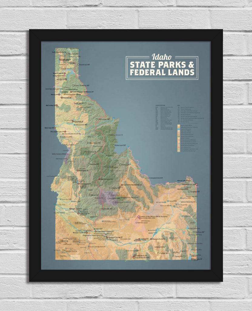 Idaho State Parks & Federal Lands Map 18x24 Poster