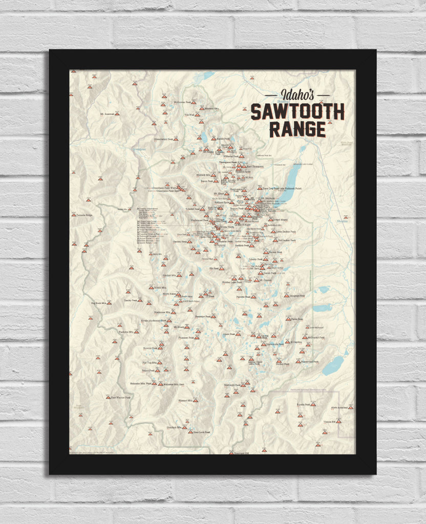 Sawtooth Range (Idaho) Climbers' Map 18x24 Poster