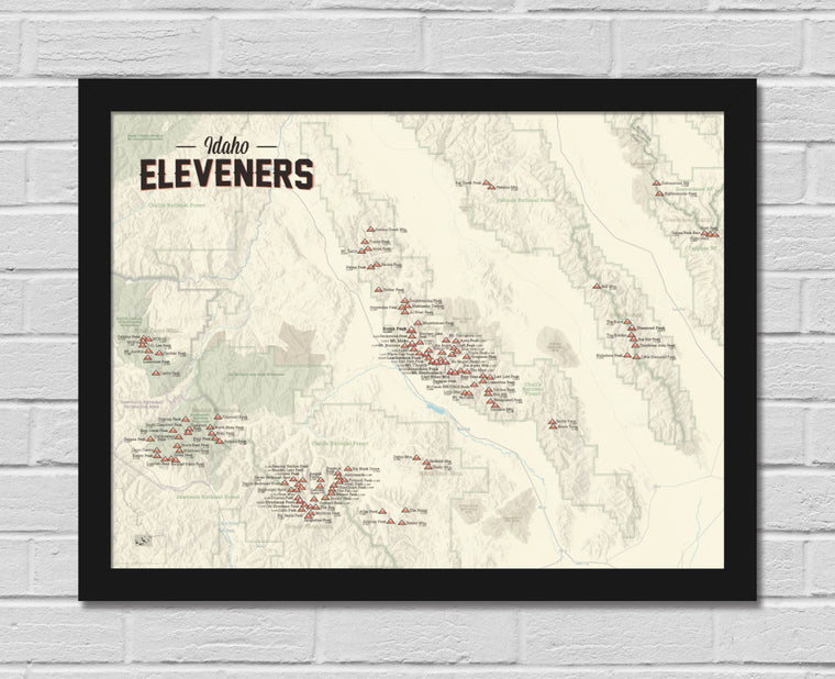 Idaho 11ers Map 18x24 Poster