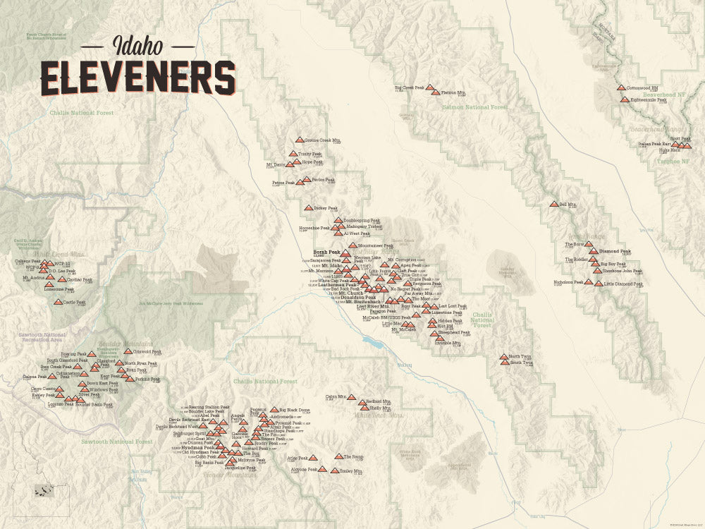 Idaho Eleveners Map Poster - tan