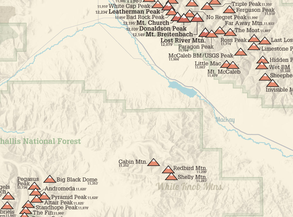 Idaho Eleveners Map Poster - tan