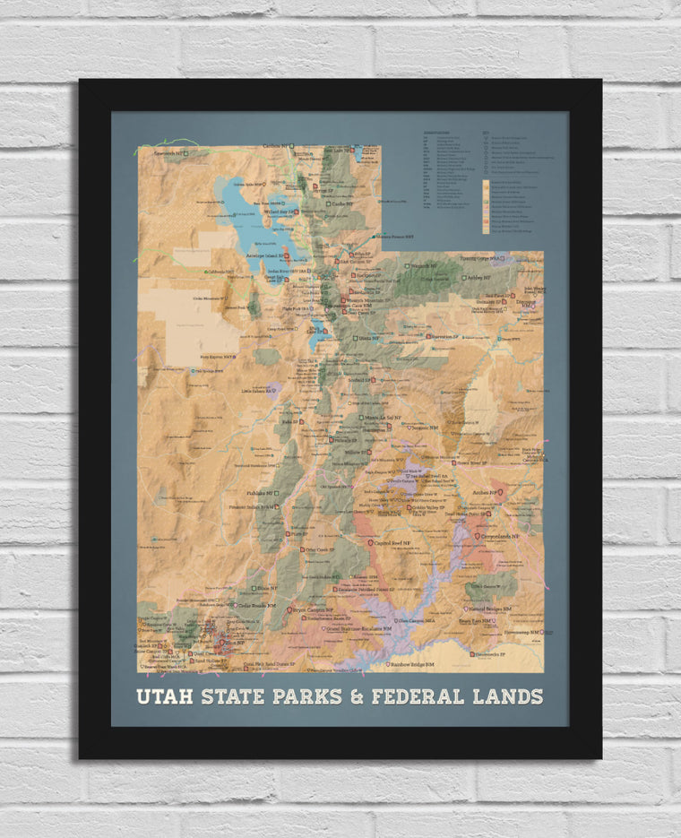 Utah State Parks & Federal Lands Map 18x24 Poster