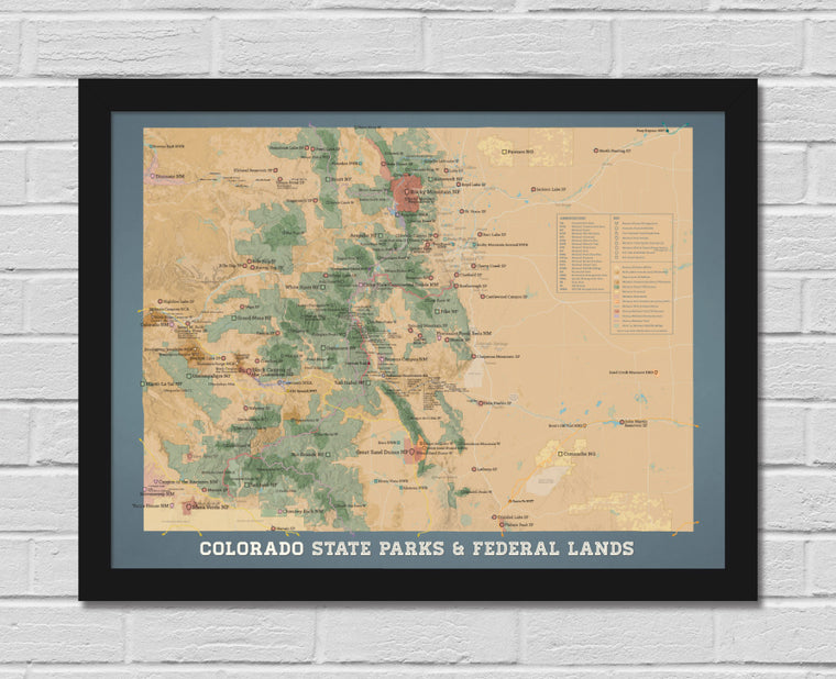 Colorado State Parks & Federal Lands Map 18x24 Poster