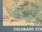 Colorado State Parks & Federal Lands map poster - camel & slate blue