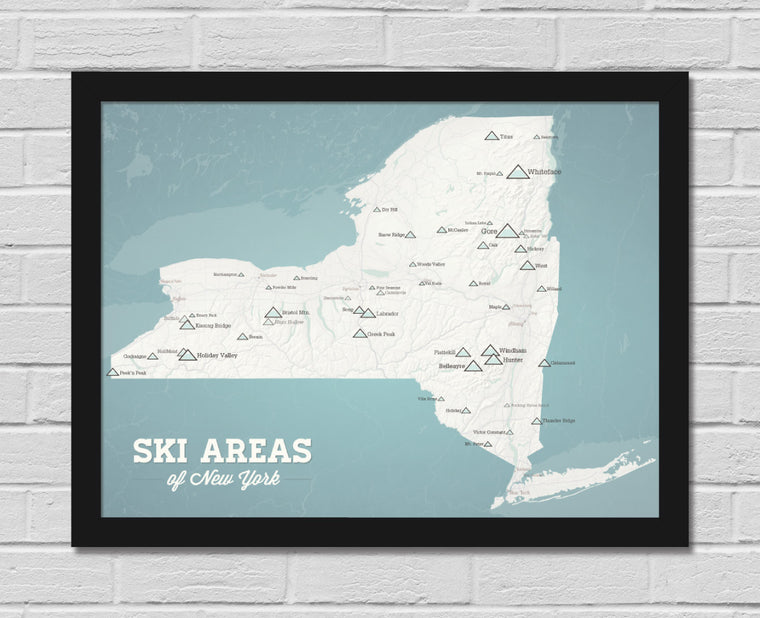 New York Ski Resorts Map 18x24 Poster