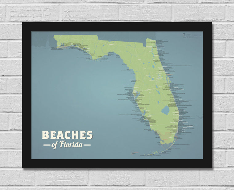 Florida Beaches Map 18x24 Poster