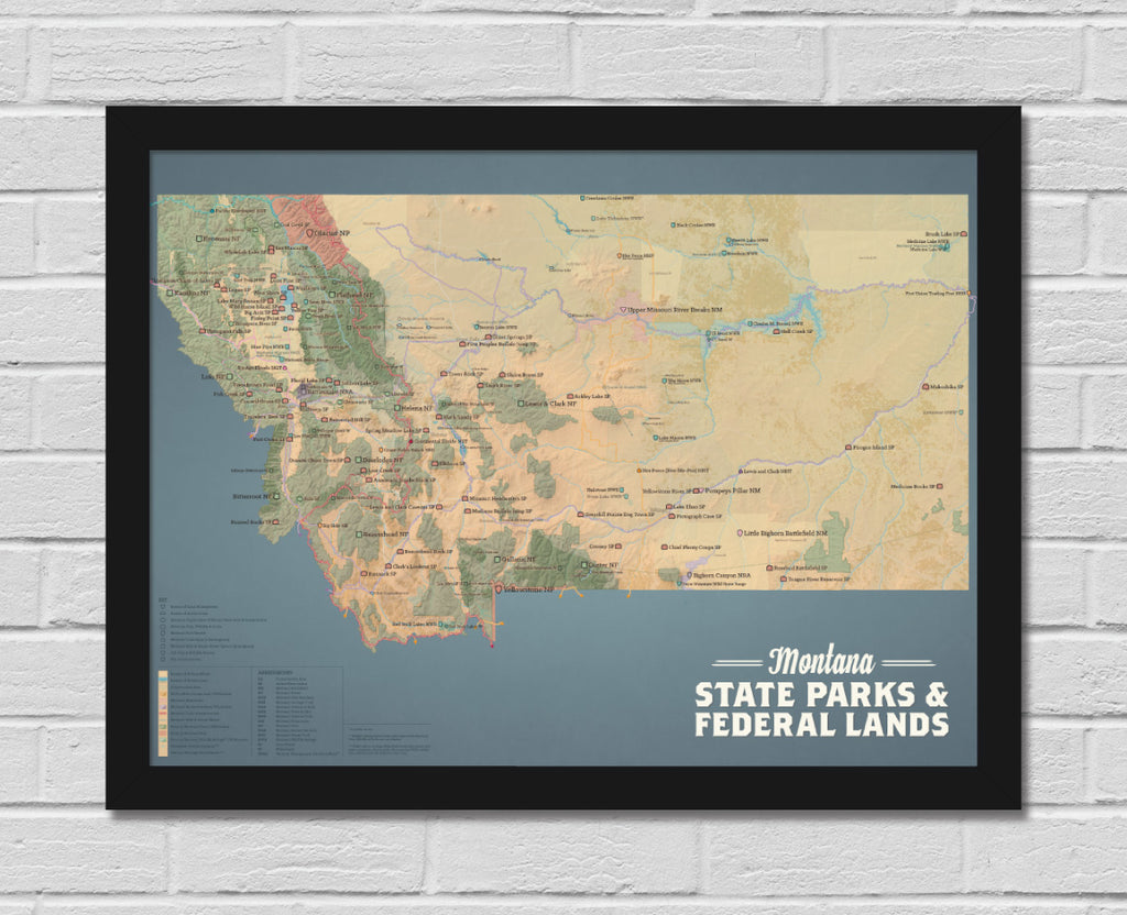 Montana State Parks & Federal Lands Map 18x24 Poster