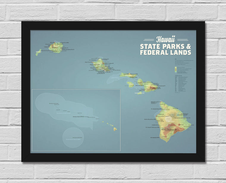 Hawaii State Parks & Federal Lands Map 18x24 Poster