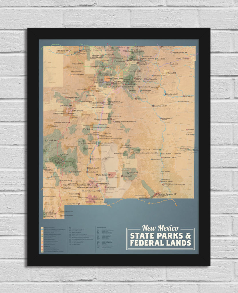 New Mexico State Parks & Federal Lands Map 18x24 Poster