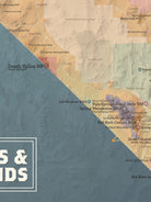 Nevada State Parks & Federal Lands map poster - camel & slate blue