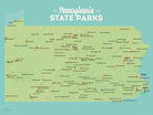 Pennsylvania State Parks Map Poster - green & aqua