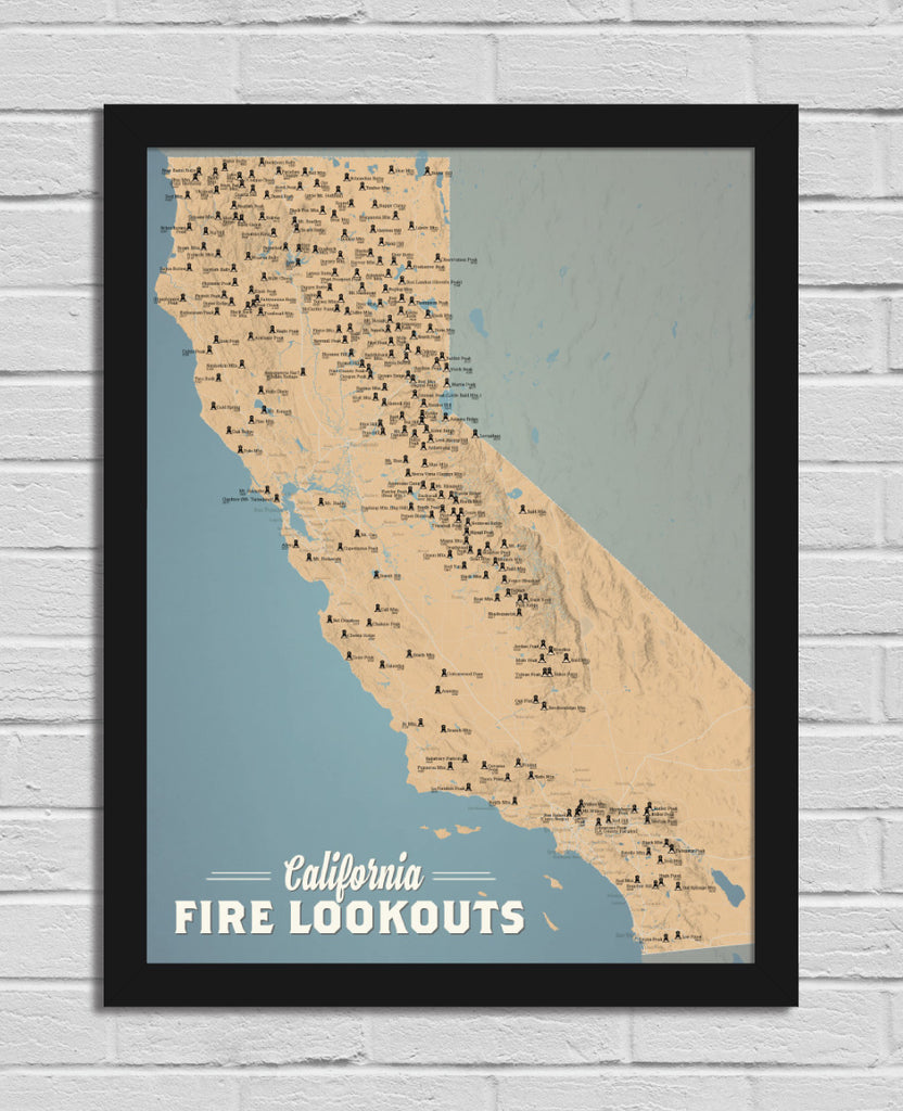 California Fire Lookouts Map 18x24 Poster