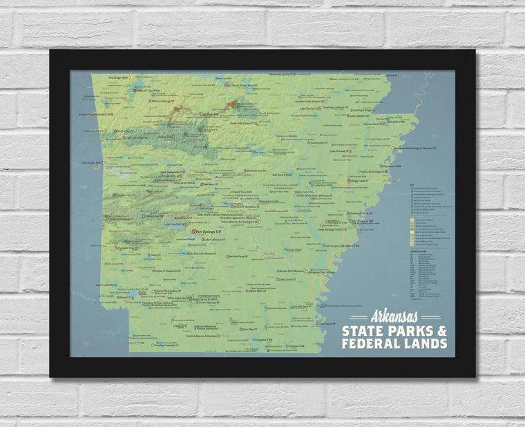 Arkansas State Parks & Federal Lands Map 18x24 Poster