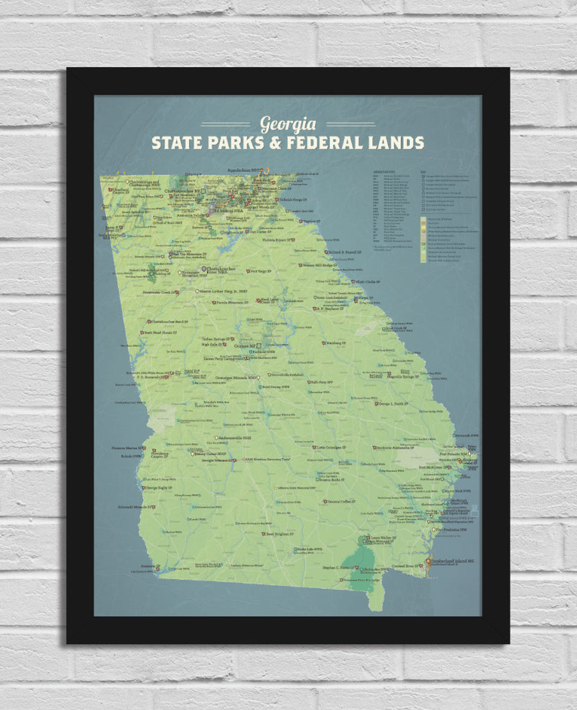 Georgia State Parks & Federal Lands Map 18x24 Poster