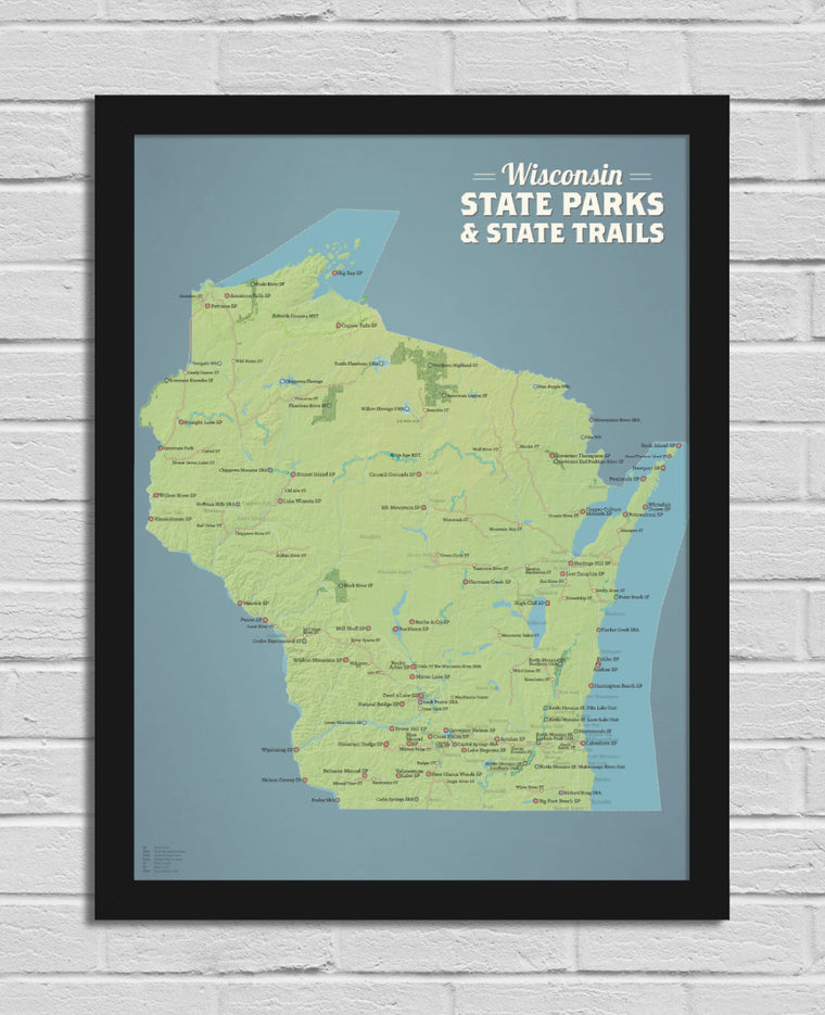 Wisconsin State Parks Map 18x24 Poster