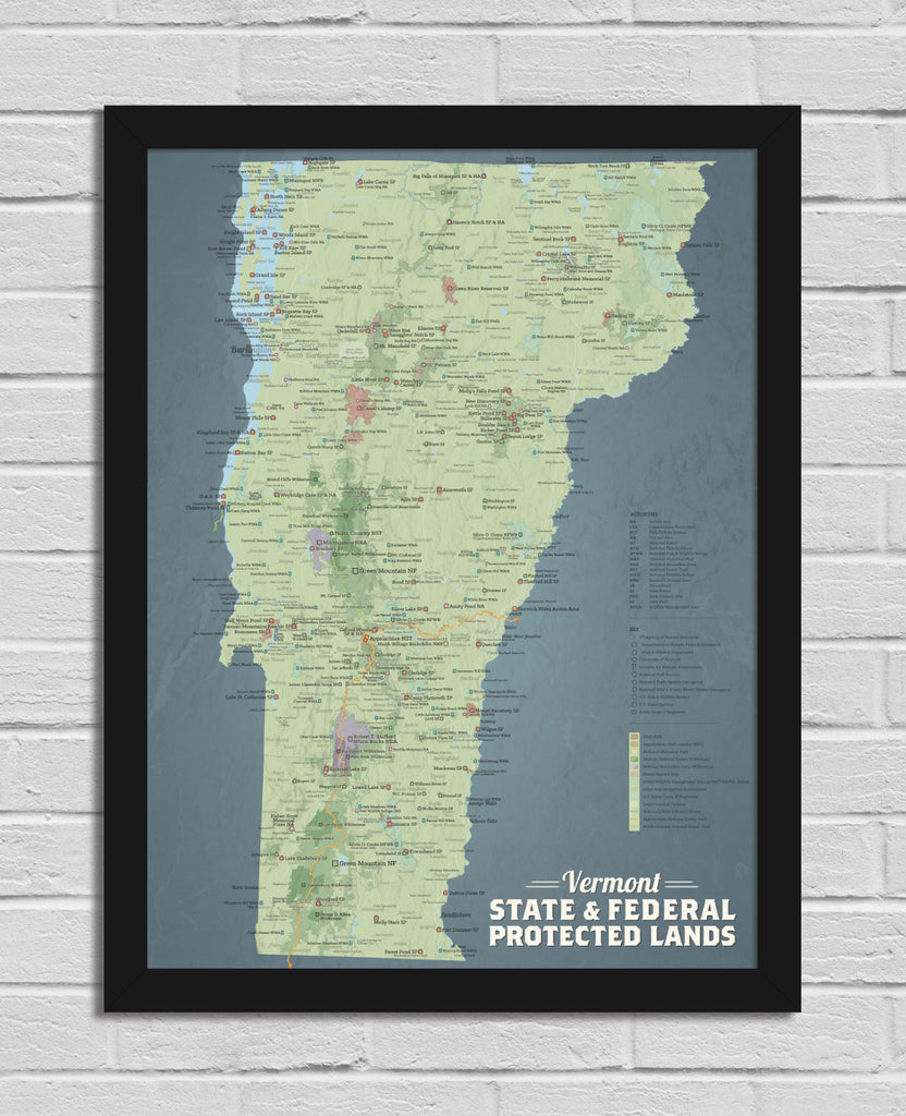 Vermont State Parks & Federal Lands Map 18x24 Poster