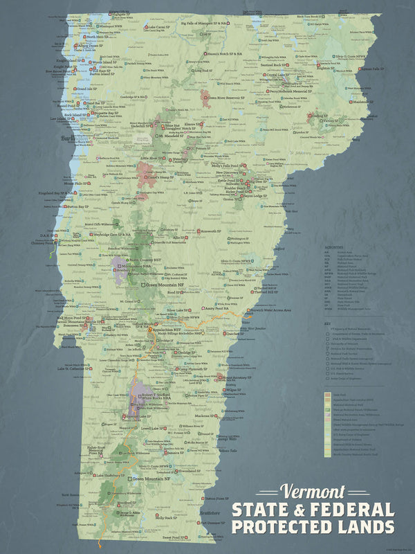 Vermont State Parks & Federal Lands Map 18x24 Poster Best Maps Ever