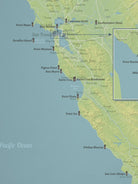 California Lighthouses Map Checklist Poster - natural earth