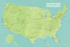 USA Skydiving Dropzones Map Poster - green & aqua