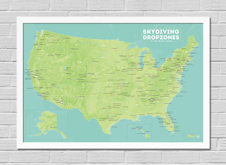 US Skydiving Dropzones Map 24x36 Poster