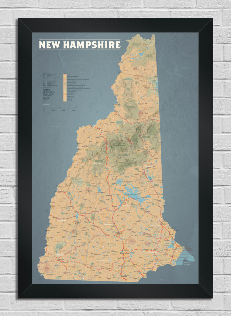 New Hampshire State Wall Map Poster