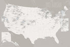 USA Ski Areas Resorts Map Poster - white & gray
