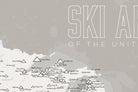 USA Ski Areas Resorts Map Poster - white & gray