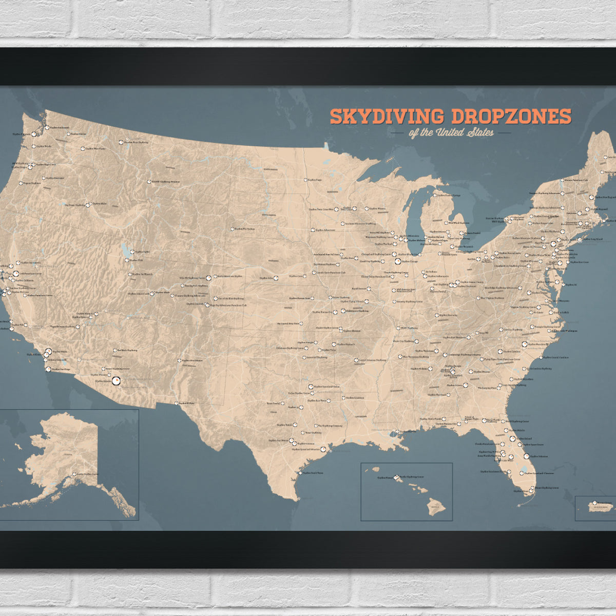 US Skydiving Dropzones Map 24x36 Poster | Best Maps Ever