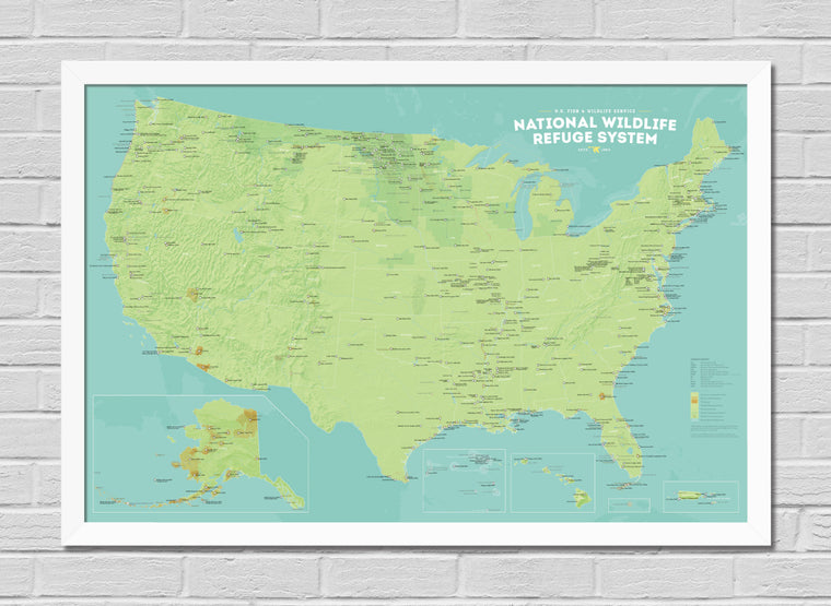 US National Wildlife Refuge System Map 24x36 Poster