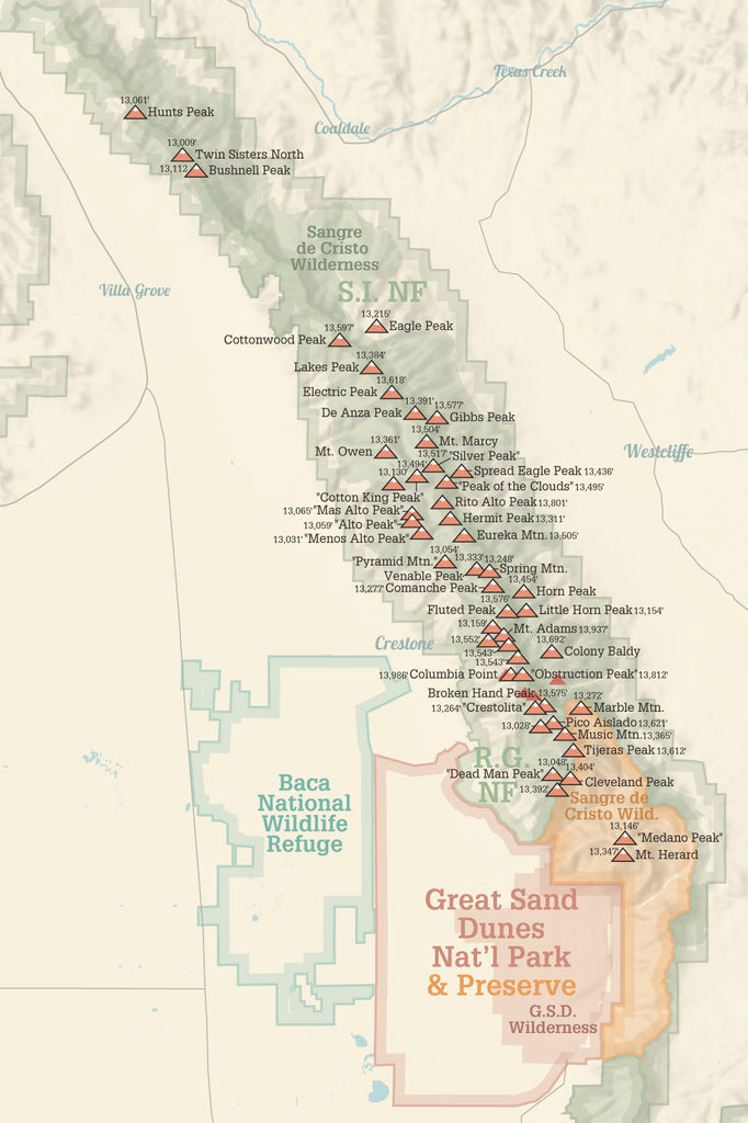 Colorado 13ers Map 24x36 Poster - Best Maps Ever