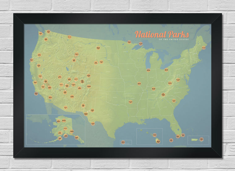 National Park Collector Pins Display Map 24x36 Poster