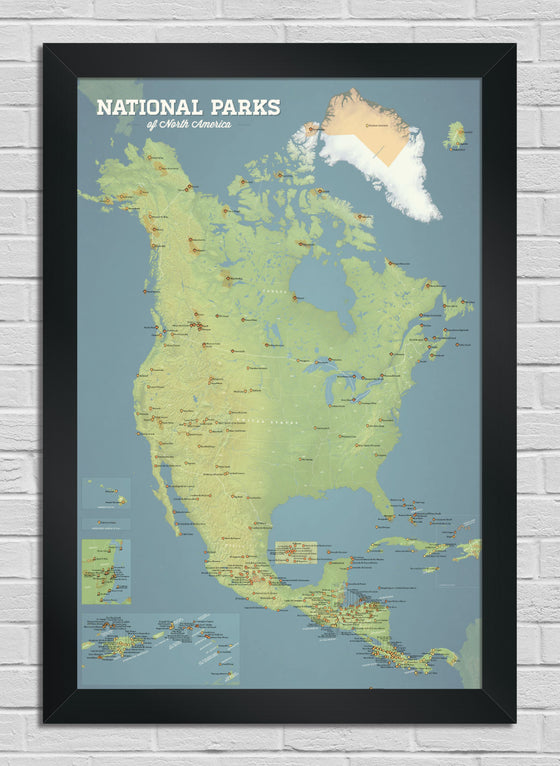 North America National Parks Map 24x36 Poster