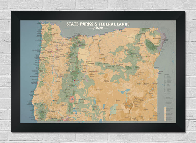 Oregon State Parks & Federal Lands Map 24x36 Poster