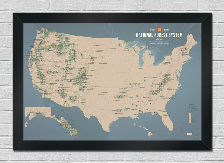 US National Forest System Map 24x36 Poster