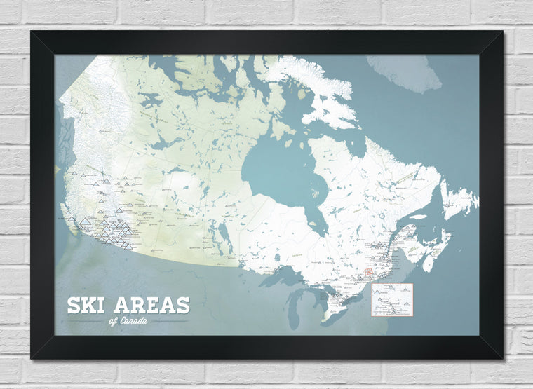 Canada Ski Resorts Map 24x36 Poster