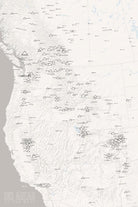 Western Ski Areas Resorts of the West Map Poster - white & gray