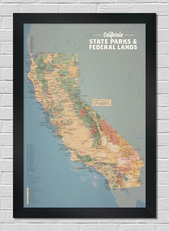 California State Parks & Federal Lands Map 24x36 Poster