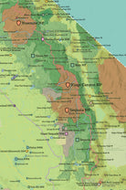 California State Parks & Federal Land Map Poster - green & aqua