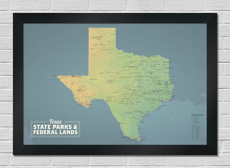 Texas State Parks & Federal Lands Map 24x36 Poster