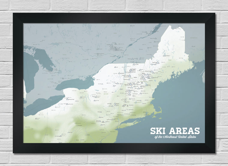 Northeast Ski Resorts Map 24x36 Poster