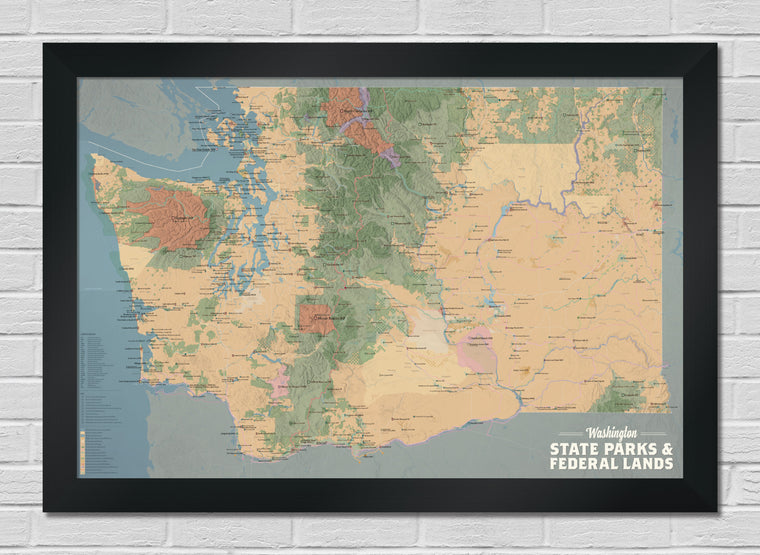 Washington State Parks & Federal Lands Map 24x36 Poster