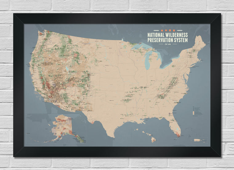 US National Wilderness Preservation System Map 24x36 Poster
