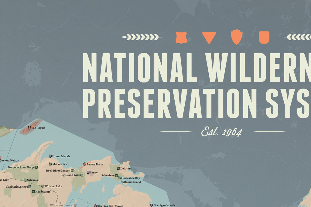 US National Wilderness areas Preservation System - tan & slate blue