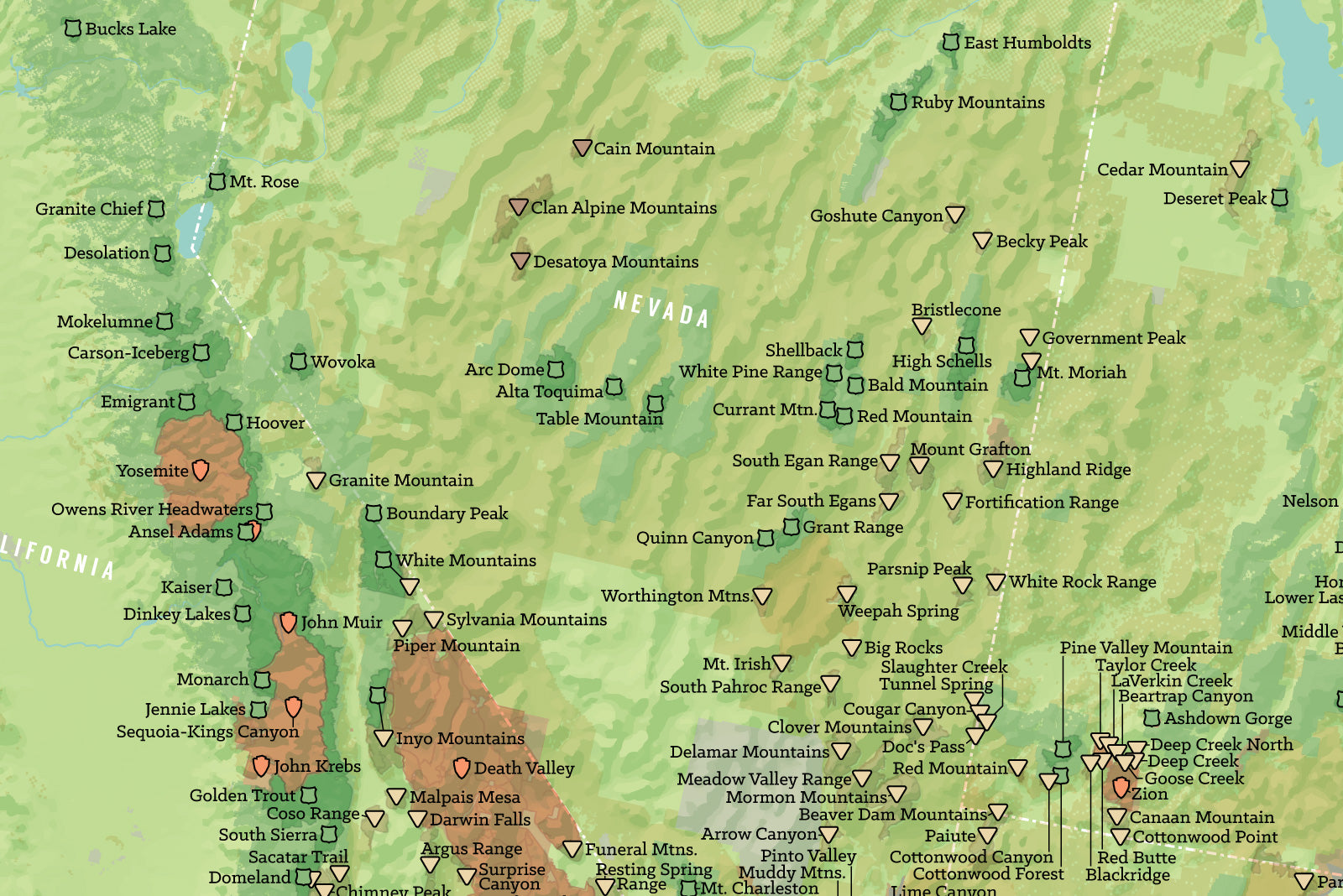 US National Wilderness areas Preservation System - green & aqua
