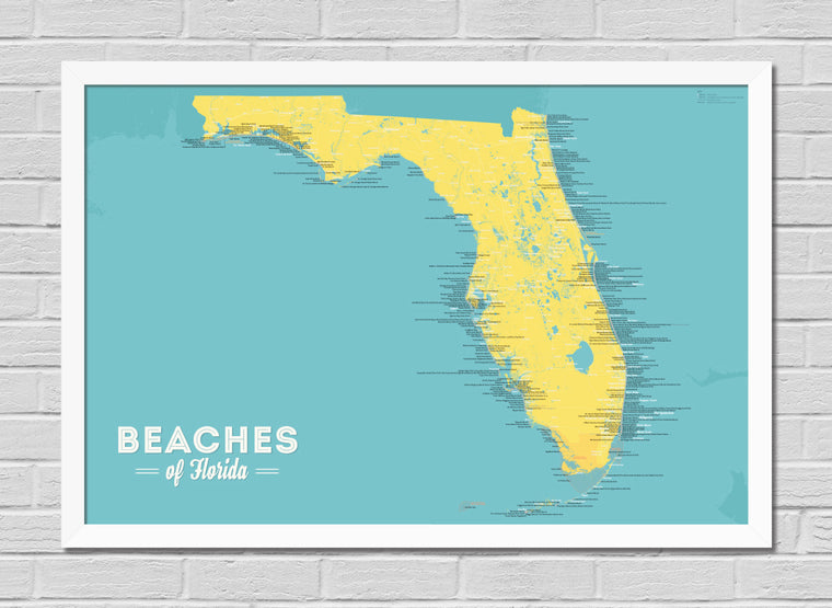 Florida Beaches Map 24x36 Poster