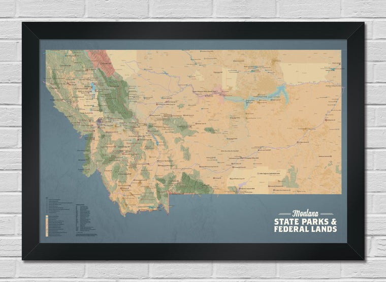 Montana State Parks & Federal Lands Map 24x36 Poster