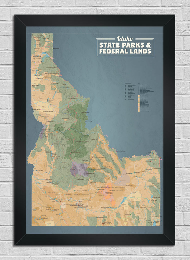 Idaho State Parks & Federal Lands Map 24x36 Poster
